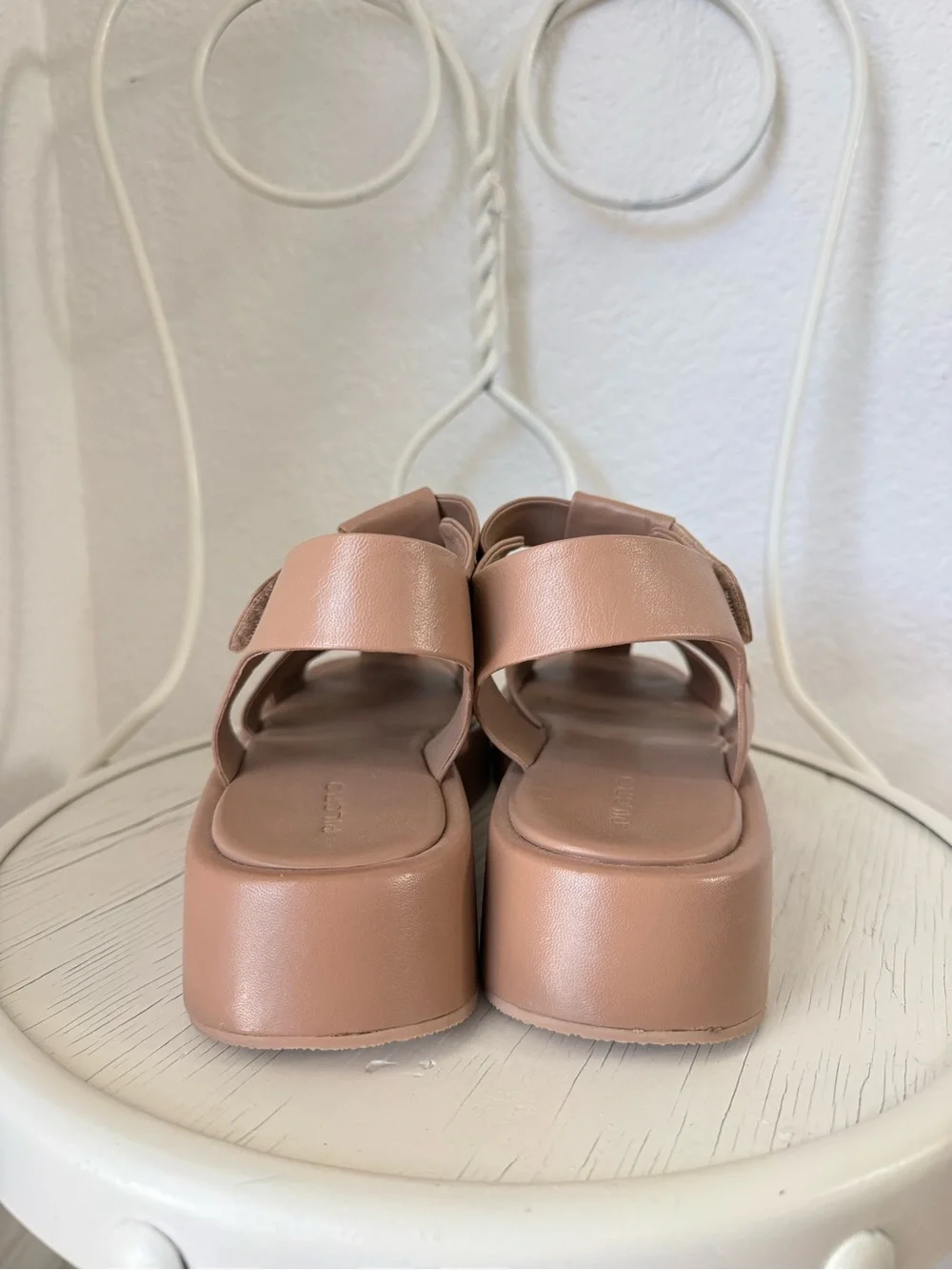 Pilcro Anthropologie Taupe Leather Fisherman Platform Sandals Caged Size 41